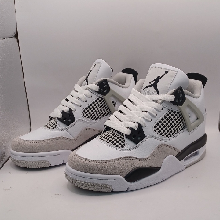 New Nike Air Jordan 4 Retro Gs Sneakers-Whits/Black/Grey Size 5y W:6.5 Us
